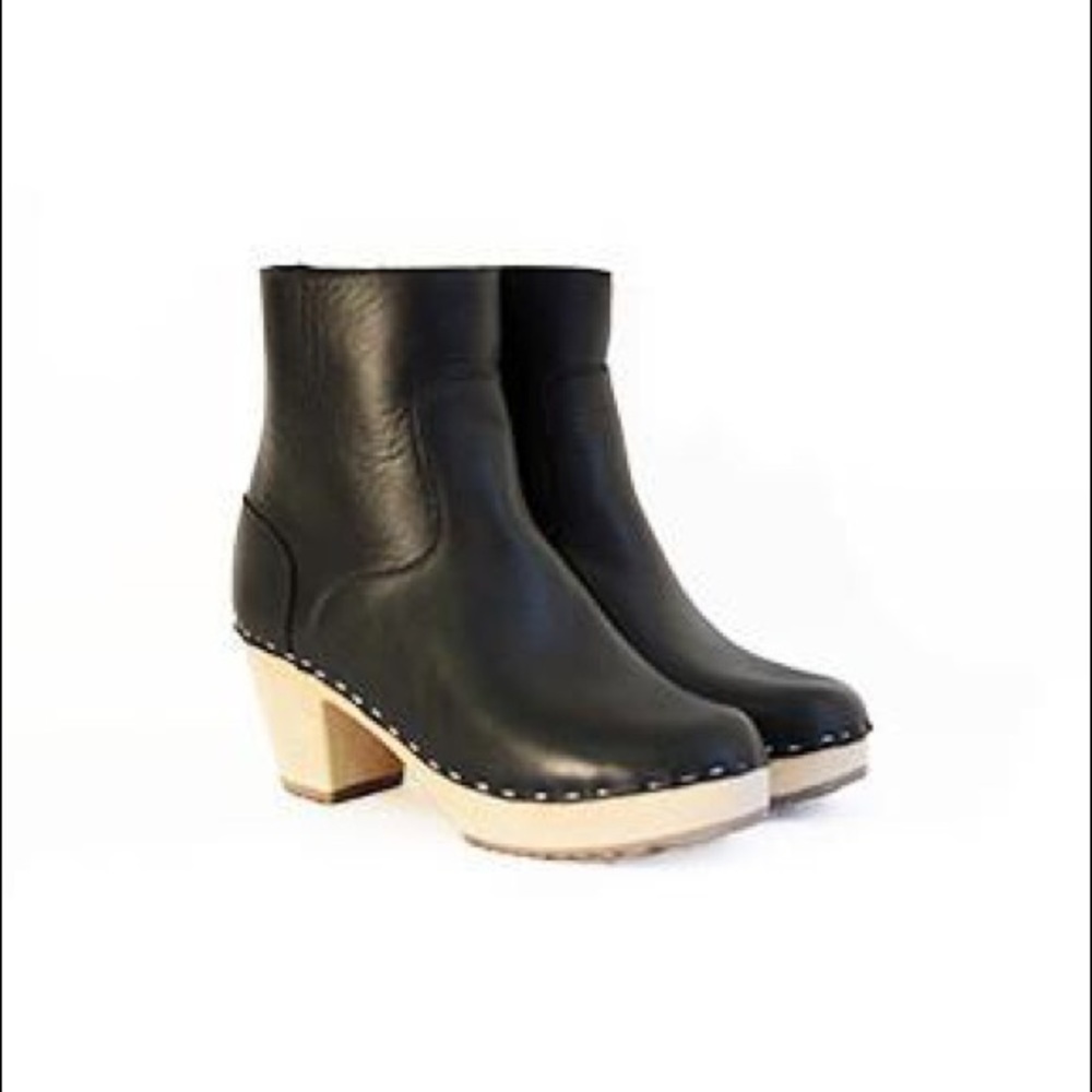 Nina Z Frida Black Leather Clog Boots Sz 41 / 10